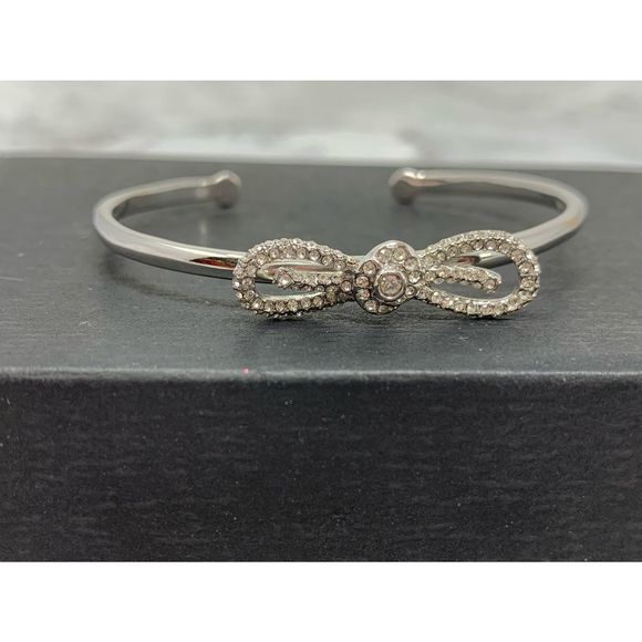 Kate Spade Silver Mini Bow Cuff Bracelet Rhinestone (B24)